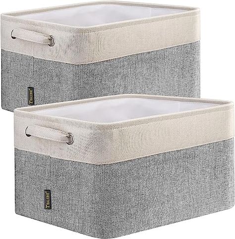 These BALEINE Fabric Storage Bins!!!! I Need these everywhere! Put em under your bed, next to your bed, over your bed!? AHHHHHH Large Linen Closet, Closet Shelf Organizer, Stair Basket, Organiser Son Dressing, Closet Storage Bins, Organizer For Closet, Closet Shelf, Baskets For Shelves, Closet Shelf Organization