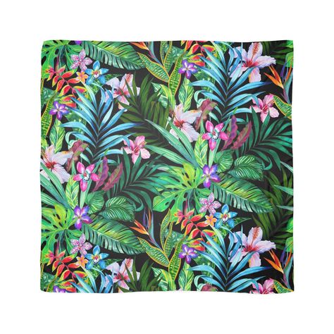 Jungle At Night, Motif Art Deco, Square Wall Art, Stretched Canvas Wall Art, 수채화 그림, Square Canvas, Botanical Wall Art, Giclee Art, Glass Wall Art