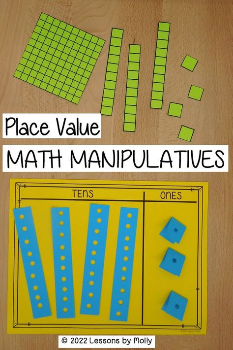 Place Value Manipulatives, Base Ten Blocks Activities, Teaching Place Value, Place Value Blocks, Teaching Place Values, Math Models, Tens And Units, Teaching Portfolio, Base 10 Blocks