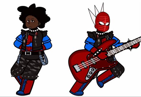 Gacha Club Spiderman Outfit, Gacha Spiderman, Spider Man Gacha Club, Spider Punk And Captain Anarchy, Punk Spiderman Spiderverse, Spider Punk Guitar Drawing, Spiderman Itsv, Spiderman Outfit, Spiderman Web