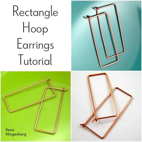 Rectangle Hoop Earrings Tutorial by Rena Klingenberg. #Wire #Jewelry #Tutorials Hoop Earrings Tutorial, Rena Klingenberg, Rectangle Hoop Earrings, Wire Tutorials, Earrings Tutorial, Diy Jewelry Tutorials, Wire Jewelry Tutorial, Diy Jewelry Inspiration, Jewerly Making