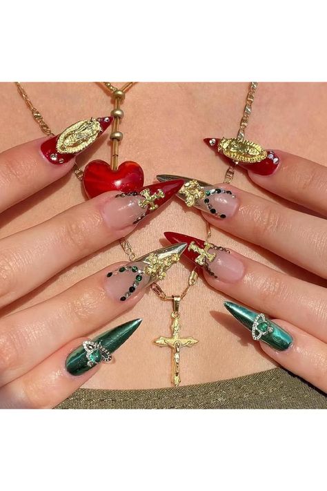 Major Dijit Virgin Mary Cross Nail Charms for Acrylic Nails Wing Heart Nail Gems Alloy Nails Assorted for Nail Art Manicure DIY Accessories (Mix Cross) Virgencita Nails, Gold Stiletto Nails, Cross Nail Art, Cross Nails, Nail Gems, Korean Nail Art, Punk Nails, Heart Nail, Manicure Diy