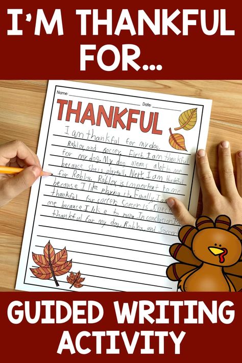 I Am Thankful For Writing Activity, Fall Writing Craft, I Am Thankful For Writing, Thankful Poems, Thankful Projects, Thankful Writing, Thanksgiving Language Arts, Thanksgiving Writing Prompts, Thankful Activities