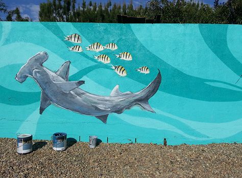 Hammerhead Shark Mural Shark Mural, Hammerhead Shark, Boys Bedrooms, Art Music, Wall Murals, Art Projects, Moose Art, Graffiti, Mural