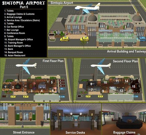 Mod The Sims - Simtopia: Community Set #3 - Simtopia Airport Set (No CC and CC Versions) The Sims 4 Airport Cc, Sims 4 Plane Cc, Sims 4 Airport, Sims 4 Bus Stop Cc, Sims 4 Metro Station, Sims 4 Radio Station, Spirit Airlines, Bar Lounge, Sims 4 Build