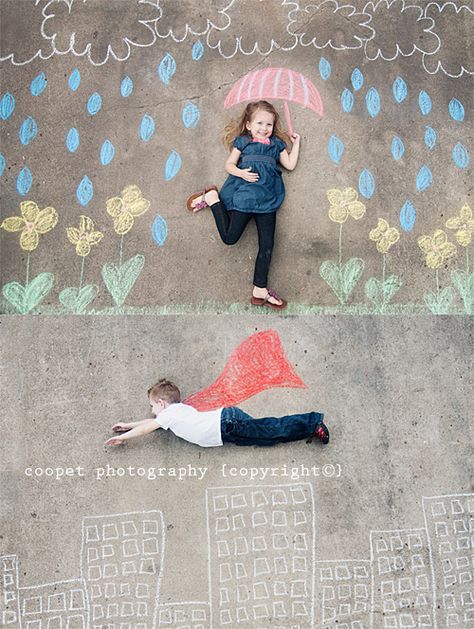 Coopet Photography: side walk chalk.  This is pretty cool. Sidewalk Chalk Photos, Chalk Photos, Photo Props Diy, Kind Photo, Party Fotos, Chalk Drawings, Foto Tips, Sidewalk Chalk, Chalk Art