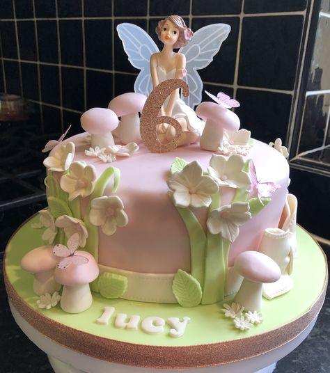 Fairy Doll Cake, Fairy Theme Cake Girl Birthday, Fairy Birthday Cakes For Girls Kids, Fairy Birthday Cake Ideas, Fairy Birthday Cakes, Pink Fairy Cake, Fairy Cake Ideas, Birthday Cake Fairy, Fairy Theme Cake