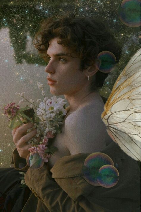 Fairy Girl Aesthetic, Magical Anime, Faerie Aesthetic, Angel Flowers, Fae Aesthetic, Male Fairy, Fairy Boy, Fairy Photoshoot, Witch Drawing