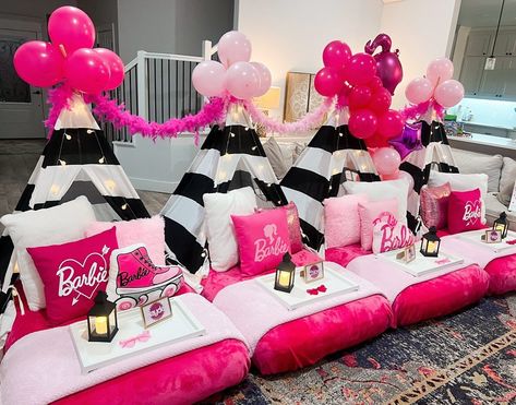 Come on Barbie, Let’s go Party!! All the pink a girl could ever need! Happy Birthday Kendall💗💄👠 ⭐️ ⭐️ ⭐️ #teepees #thekampout #slumberparty #sleepover #glampteepees #howdyyall #teepeebirthdayparty #OKC #customparty #shopsmallbusiness #okcpartyideas #thelittlekampout #shoplocal #kidsparty #sleepoverparty #slumberparty #familyslumberparty #OKCkids #indoorglamping #indoorentertainment #summertimeinOKC #OKCbloggers #luxuryindoorglamping #barbie #barbieparty #smallbusiness #edmondmoms #edmondblog... Barbie Themed Sleepover Party, Indoor Barbie Birthday Party, Barbie Slumber Party Ideas, Barbie Sleepover Party, Slumber Party Birthday, Sleepover Birthday Parties, Barbie Birthday Party, Camping Party, Barbie Birthday