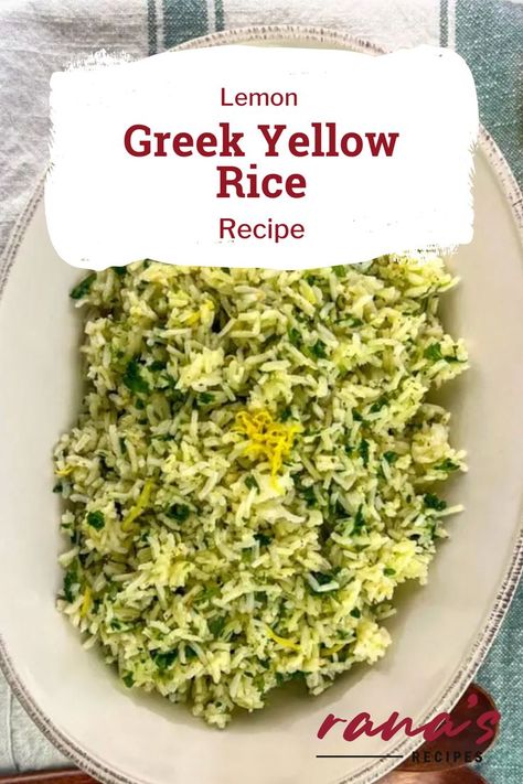 I absolutely love this delicious lemon Greek yellow rice! It’s bursting with citrus and fresh herbs, making it one of my top rice dishes, right up there with Yemeni rice, Lebanese hashweh rice, and vermicelli rice. Whether serving it as a side dish or incorporating it into a full meal, this flavorful dish will impress and have everyone returning for more! #mediterraneandiet #healthyrecipes #eatrealfood #foodie #glutenfree #dairyfree #nutrition #recipeideas #deliciousrecipe #RanasRecipe Greek Yellow Rice Recipe, Lemon Rice Recipe, Yellow Rice Recipe, Vermicelli Rice, Greek Lemon Rice, Yellow Rice Recipes, Seasoned Rice Recipes, Lemon Rice, Yellow Rice