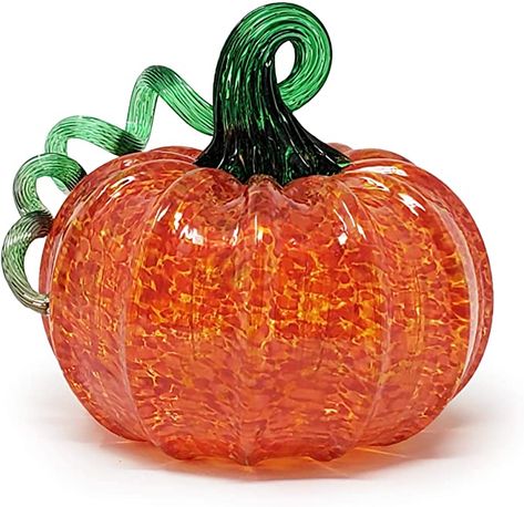 Amazon.com: Luke Adams Glass | 3.5" Mini Glass Pumpkin | Handmade Table Top Home Décor | Outdoor Collectible Sculpture (Autumn Green): Home & Kitchen Glassblowing Studio, Autumn Green, Hand Blown Glass Art, Fall Accents, Autumn Magic, Blown Glass Art, Glass Sculptures, Pumpkin Art, Glass Pumpkins