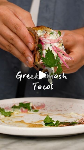 Greek Smash Tacos, Smash Tacos Recipe, Greek Tacos, Smash Tacos, Summer Meals, Easy Weeknight Dinner, Greek Food, Taco Recipes, Greek Style