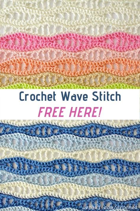 Learn A New Crochet Stitch: Crochet Wave Stitch Crochet Wave Stitch, Crochet Wave Pattern, Summer Crochet Projects, Wave Stitch, Crochet Blanket Stitch Pattern, Crochet Blanket Pattern Easy, Crochet Afghan Patterns Free, Summer Shawl, Crochet Blanket Designs