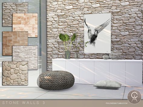 Sims 4 Stone Wall, The Sims 4 Pack, Mod Wall, Play Sims 4, Sims 4 Bedroom, Cc Furniture, Play Sims, Casas The Sims 4, Floor Wallpaper