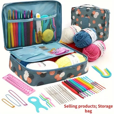 Diy Sy, Ergonomic Crochet Hook, Crochet Storage, Yarn Storage, Crochet Tools, Crochet Supplies, Beg Tangan, Crochet Hook Set, Costura Diy