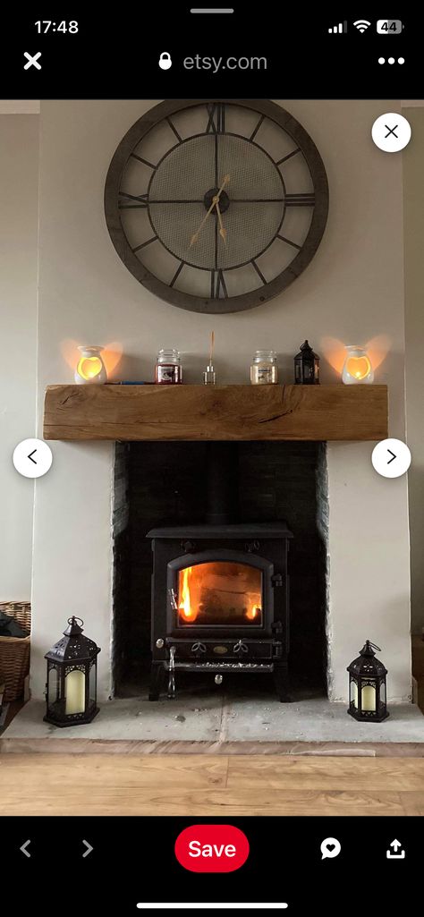 Oak Beam Fireplace, Salons Cottage, Mantel Beam, Alcove Ideas Living Room, Wood Burner Fireplace, Wood Burning Stoves Living Room, Log Burner Living Room, Style Mantel, Oak Mantle