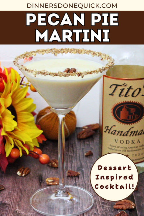 This indulgent Pecan Pie Martini is the perfect dessert-inspired cocktail for fall! Combining rich butter pecan cream liqueur, smooth vodka, and a hint of RumChata, this drink captures all the cozy flavors of pecan pie in a glass. Perfect for Thanksgiving, Friendsgiving, or anytime you're craving a dessert with a kick. Easy to make, this cocktail is a must-try for pecan pie lovers! #PecanPieMartini #FallCocktails #DessertCocktails #ThanksgivingDrinks #HolidayCocktails #VodkaCocktails Pecan Pie Liquor Drinks, Pecan Liqueur Drinks, Holiday Martinis Thanksgiving, Thanksgiving Dessert Drinks, Pecan Pie Martini, Butter Pecan Moonshine Cocktails, Thanksgiving Dessert Cocktails, Thanksgiving Martinis, Thanksgiving Martini Recipes