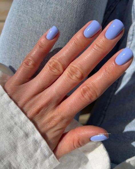 Periwinkle Nails, March Nail, Nails March, Nails Oval, March Nails, Short Gel Nails, Spring Nail Colors, Simple Gel Nails, Blue Nail Polish