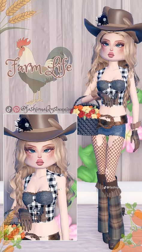 Farm Dti Outfit, Dti Outfit Farm Life Theme, Dti Theme Farm Life, Farm Life Dress To Impress Outfit, Dress To Impress Farm Life Theme, Your Style Dress To Impress Outfit, Farm Life Dti Outfit, Farm Life Outfit, Dti Outfits With Themes