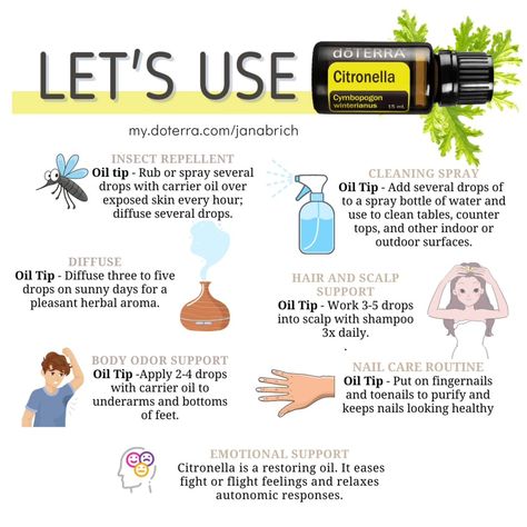 🌿✨ Discover the magic of Citronella Essential Oil! ✨🌿 🚫🦟 Naturally repels pests 🧼✨ Cleans surfaces effortlessly 🌸😊 Uplifts mood & reduces stress 💆‍♀️💧 Soothes skin and scalp Embrace nature's power in a bottle! 🌿💚 #Citronella #EssentialOils #NaturalRepellent #CleanLiving #Aromatherapy #StressRelief #SkinCare #EcoFriendly Doterra Citronella, Citronella Essential Oil, Natural Repellent, Doterra Oil, Do Terra, Nail Care Routine, Cleaning Spray, Doterra Oils, Diy Essential Oils