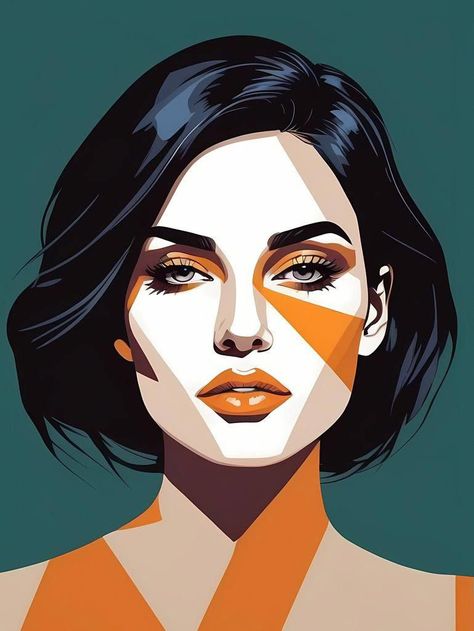 Algorithmic Art, Digital Portrait Illustration, Portrait Abstract, Wpap Art, Pop Art Drawing, Pop Art Women, Graffiti Artwork, Portrait Woman, Female Art Painting