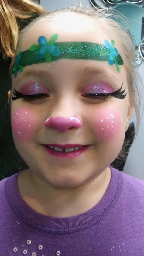 Kerri Stockton Poppy Trolls Makeup, Bridget Trolls Costume, Poppy Makeup Trolls, Poppy Face Paint, Troll Makeup Ideas, Trolls Makeup Ideas, Trolls Face Paint, Princess Diy Costume, Bridget Trolls