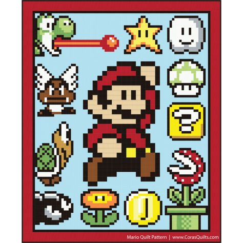 Quilt Along - 2014 - Super Mario — Cora's Quilts by Shelley Cavanna Mario Quilt Pattern, Zelda Quilt, Mario Quilt, Postage Stamp Quilt, Luau Birthday Party, Super Mario Brothers, Mario Brothers, How To Finish A Quilt, Pattern Library