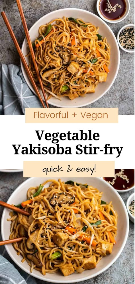 This vegan yakisoba features chewy noodles, tofu, and vibrant veggies cooked in a sweet and savory sauce. Ready in 30 minutes, this dish is the perfect easy weeknight dinner. Gluten-free options are provided too! Vegan Yakisoba, Yakisoba Noodles Recipe, Yakisoba Recipe, Yakisoba Noodles, Chewy Noodles, Japanese Vegan, Vegan Japanese, Vegan Worcestershire Sauce, Buckwheat Noodles