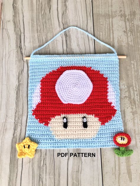 Excited to share this item from my #etsy shop: DIY PATTERN - Super Mushroom Wall Hanging Kid/Baby Nursery Decor Crochet Pattern Mushroom Wall Hanging, Decor Crochet, Crochet Wall Hangings, Star Diy, Wall Hanging Decor, Baby Nursery Decor, Diy Pattern, Nursery Wall Decor, Hanging Wall