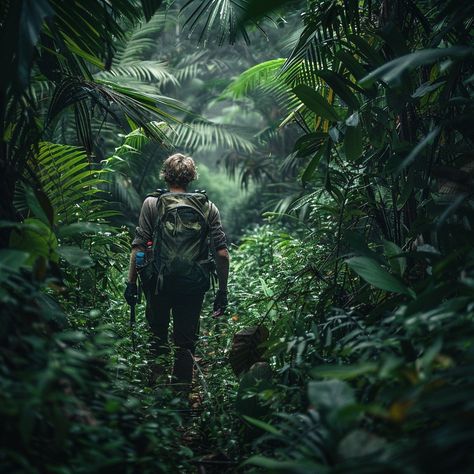 "Jungle Exploration Adventure: A lone #wildlifephotography ventures deep into the #rainforest, surrounded by towering green foliage and mysterious sounds. #travel #outdoors #landscape #digitalart #creativephoto #stockcake ⬇️ Download and 📝 Prompt 👉 https://stockcake.com/i/jungle-exploration-adventure_877771_1041994" Jungle Aesthetic, Jungle Vibes, The Rainforest, Travel Outdoors, A Lone, Cartoon Background, Pink Vibes, Green Foliage, White Texture