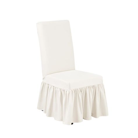 Sure Fit Essential Twill Scotchgard Relaxed Fit T Seat Wing Chair Slipcover, White Dining Room Chair Slipcovers, Dining Chair Slipcover, Chair Slipcovers, Dining Chair Covers, Box Cushion, Dining Chair Slipcovers, Wing Chair, Furniture Protectors, Furniture Covers