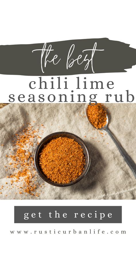 This is the best and easiest chili lime rub seasoning recipe that you will ever make to use in your favorite Mexican dishes Chilli Lime Seasoning Recipes, Chili Lime Seasoning Recipe, Elote Cart, Chili Lime Tacos, Mrs Dash Seasoning, Fiesta Lime Chicken, Rub Seasoning, Lime Seasoning, Chili Lime Chicken