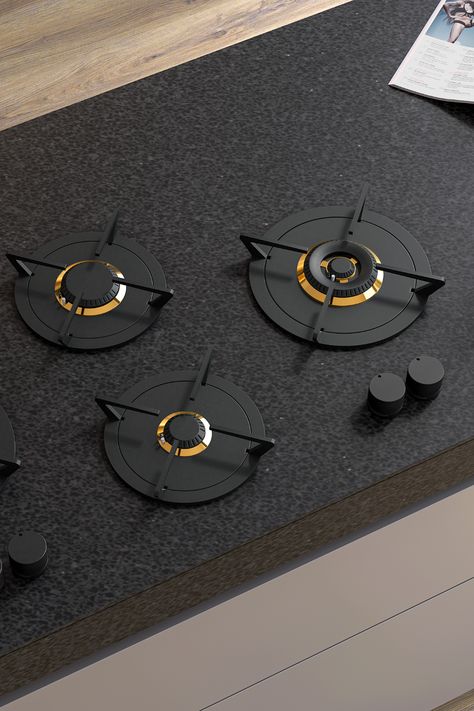 gas cooktops installed directly into countertop Pitt Gas Cooktop, Modern Gas Cooktop, Plan Potager, Pitt Cooking, Modern Stoves, Kitchen Cooktop, Kitchen Technology, Gas Stove Top, Concrete Diy Projects