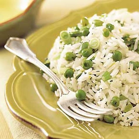 Jasmine Rice with Green Onions, Peas, and Lemon Jasmine Rice Recipes, Lemon Thyme Chicken, Pork Kebabs, Lemon Recipe, Cooking Jasmine Rice, Spring Dishes, Lemon Rice, Rice And Peas, Anime Lover