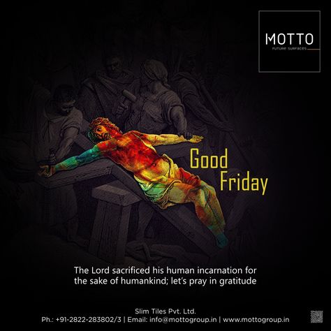 The Lord sacrificed his human incarnation for the sake of humankind; let’s pray in gratitude Good Friday..! #Motto #Tiles #mottogroup #Ceramic #Brand #FloorTiles #LuxuryDesign #InteriorDesign #slabtiles #slab #tile #slabtile #CeramicTiles #CeramicTile #GoodFriday #HolyFriday #Easter #HolyWeek #jesus Good Friday Good Morning, Friday Good Morning Images, Good Friday Jesus, Friday Good Morning, Holy Friday, Happy Good Friday, Friday Wishes, Navratri Wishes, Good Morning Friday