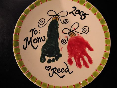 First Christmas Hand Print Plates For Christmas, Diy Christmas Plates For Grandparents, Angel Handprint Craft Christmas, Diy Christmas Plates For Kids Hand Prints, Hand Print Pottery, Christmas Hand Foot Print Art, Handprint Plates For Christmas, Christmas Hand Print Art, Hand Print Pottery Ideas