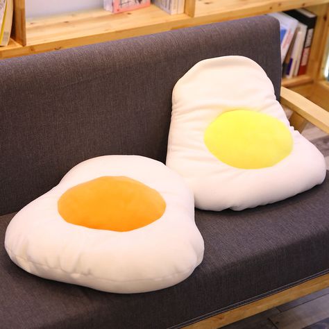 Food Pillows, Funny Pillows, Cute Egg, Comfy Pillows, Fried Eggs, Home Sofa, Plush Pillow, Dark Yellow, Cute Room Decor