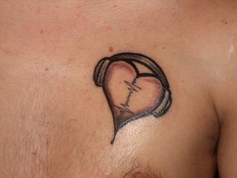 Heart With Headphones, Music Symbol Tattoo, Tattoo Infinity, Headphones Tattoo, Simple Heart Tattoos, Love Symbol Tattoos, Symbols Tattoo, Mantra Tattoo, Music Symbol