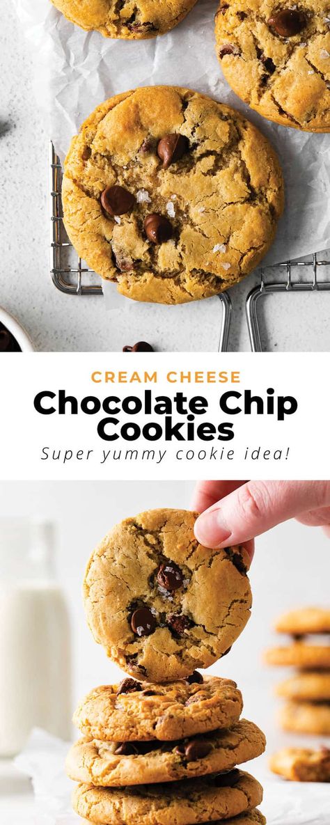 Cookies Made With Cream Cheese, Egg Free Chocolate Chip Cookies, Strawberry Frosting Recipes, Cream Cheese Chocolate Chip, Cream Cheese Chocolate Chip Cookies, Frozen Cookie Dough, Make Cream Cheese, Frozen Cookies, Easy Cream