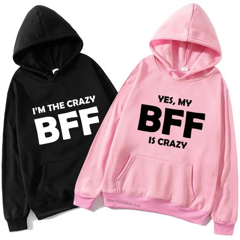 Woman Sweatshirts Sweet Korean O-neck Pullovers Autumn Winter Hoodies Crazy BFF Funny Gift Best Bestie Sweatshirts Hoodies, Bff Matching Sweatshirts, Bff Crazy Photo, Matching Hoodies For Best Friends, Matching Best Friend Hoodies, Bestie Sweatshirts, Bff Shopping, Bestie Hoodies, Bff Sweatshirts