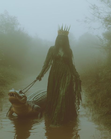 Swamp queen 🐊 #simplyaiprompts . . . . #gothqueen #alligatorart #swamppeople #fantasyart #aigenerated ##aiartprompts #halloweenvibes🎃 Viking Religion, Dark Fantasy Wedding, Asgard Marvel, Swamp Queen, Alligators Art, Art Inspiration Reference, Pagan Magick, Ancient Alphabets, Swamp Witch