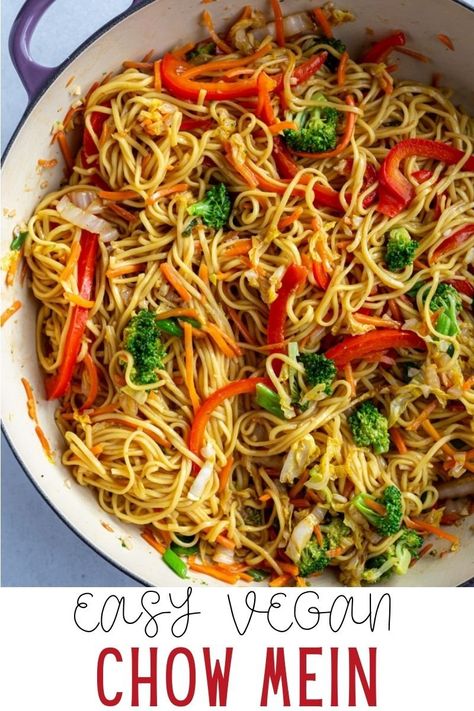 Vegetable Chow Mein is a flavorful Asian side dish or dinner. This easy chow mein recipe is completely vegan and made with tender chow mein noodles, plenty of colorful veggies and an irresistible sauce coating it all. A quick, easy-to-follow homemade version of the take out classic that's even better than what you would get at a restaurant! Veg Chow Mein Recipe, Easy Chow Mein, Easy Chow Mein Recipe, Veggie Chow Mein, Chow Mein Recipe Vegetable, Vegan Chow Mein, Chow Fun Recipe, Vegetable Chow Mein, Colorful Veggies