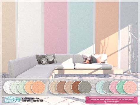 Sims 4 Cc Modern, Cc Wallpaper, Pastel Furniture, Incredible Wallpaper, Vinyl Wall Tiles, Western Wallpaper, Die Sims 4, Sims 4 Bedroom, Ipad Aesthetic