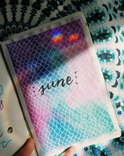 Mermaid Bullet Journal, Monthly Bullet Journal, Bujo Art, Journal Cover Page, Bullet Journal Cover, Bullet Journal Cover Page, Mermaid Theme, Bullet Journal Spread, Three Words