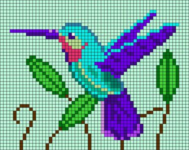 Alpha pattern #72034 variation #132303 | BraceletBook Hummingbird Alpha Pattern, Bird Pixel Art, Hummingbird Crochet, Hummingbird Wings, Art Au Crochet, Graph Paper Drawings, Tapestry Crochet Patterns, Bird Wings, Cross Stitch Bookmarks