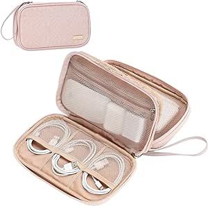 NISHEL Travel Cord Organizer Case, Double Layers Tech Electronic Case, Travel Essentials for Charger, Cable, Phone, Flash drive, Pink Travel Cord Organizer, Electronic Organizer, Tech Organization, Cord Organizer, Electronic Organization, Small Cosmetic Bags, Cord Organization, Mini Pouches, Cameras And Accessories