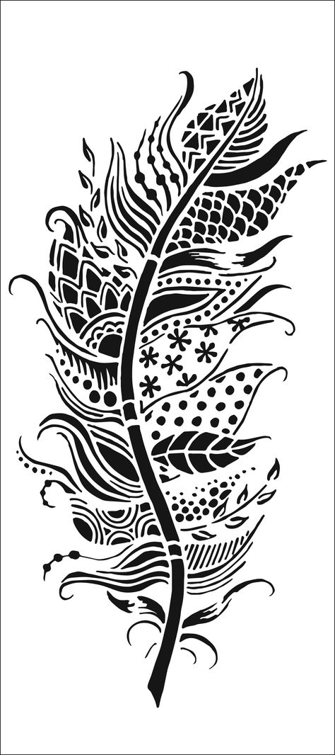 "Crafter's Workshop Slimline Stencil 4\"X9\"-Patchwork Feather By The Crafter's Workshop | Michaels®" Feather Stencil, Stencils Printables Templates, Stencil Patterns Templates, Free Stencils Printables, Feather Drawing, Pyrography Patterns, Stencils Printables, Wood Burning Crafts, Free Stencils