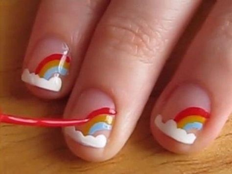 33 #Rainbow Nail Inspo🌈💅 Girls Who Love Color Will Drool over ... Cute Easy Nail Designs, Kids Nail Designs, Rainbow Nail Art, Nail Art For Kids, Cute Simple Nails, Simple Nail Art Designs, Nails For Kids, Rainbow Nails, Short Nail Designs