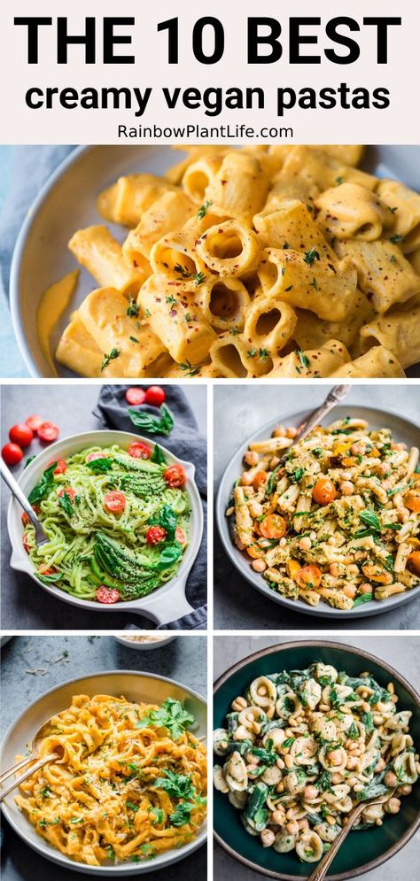 Plant Based Pasta Dishes, Healthy Vegan Pasta Sauce, Creamy Veg Pasta, Nondairy Pastas, Vegetarian Protein Pasta Recipes, Pesto Vegan Recipes, Vegan Veggie Spaghetti, Creamy Vegan Recipes, Vegan Pasta Meal