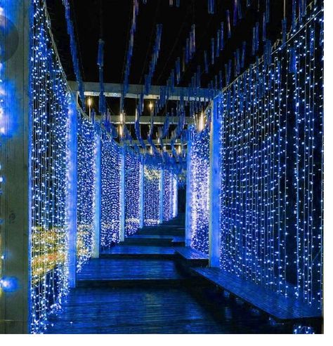 Wall Wedding Decorations, Wedding Decorations Purple, Starry Christmas, Diy Christmas Lights, Led Curtain Lights, Led Curtain, Curtain String Lights, Party Garden, Icicle Lights